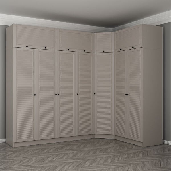 Kale 7 Kapaklı 2 Çekmeceli Köşe Dolap + Yüklük Kumtaşı Mebran Panjur