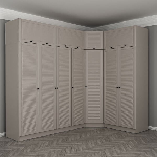 Kale 7 Kapaklı 2 Çekmeceli Köşe Dolap + Yüklük Kumtaşı Mebran Panjur 235CM