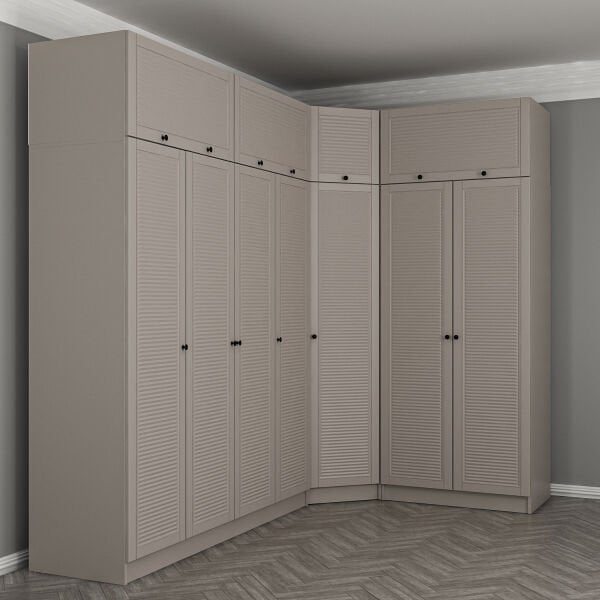 Kale 7 Kapaklı 2 Çekmeceli Köşe Dolap + Yüklük Kumtaşı Mebran Panjur