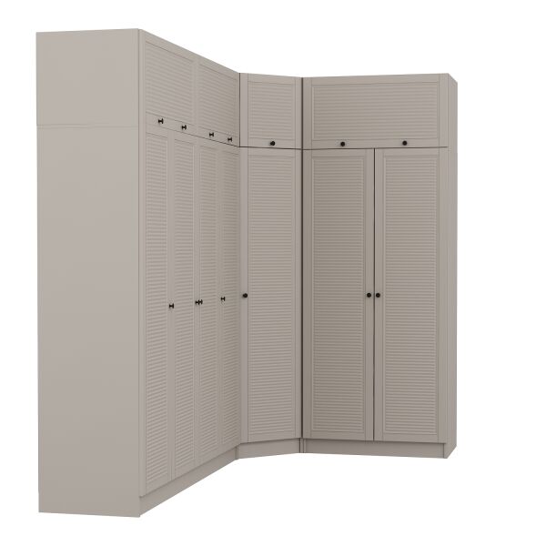 Kale 7 Kapaklı 2 Çekmeceli Köşe Dolap + Yüklük Kumtaşı Mebran Panjur