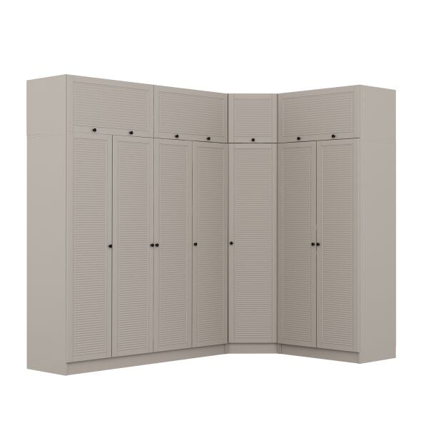 Kale 7 Kapaklı 2 Çekmeceli Köşe Dolap + Yüklük Kumtaşı Mebran Panjur