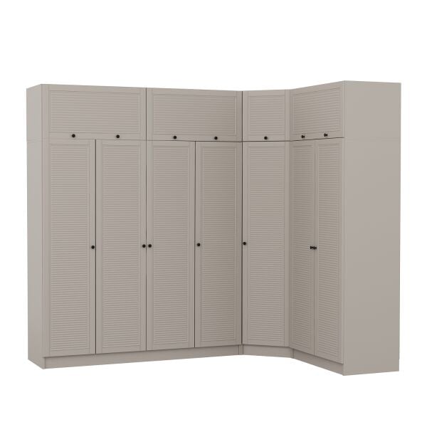 Kale 7 Kapaklı 2 Çekmeceli Köşe Dolap + Yüklük Kumtaşı Mebran Panjur 255CM