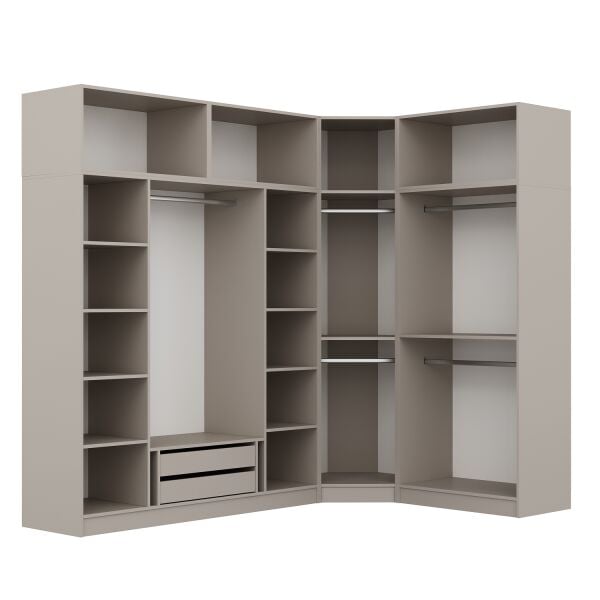 Kale 7 Kapaklı 2 Çekmeceli Köşe Dolap + Yüklük Kumtaşı Mebran Panjur 255CM