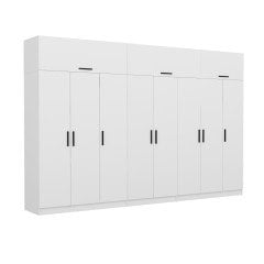 Minar Kale 8 Kapaklı 4 Çekmeceli Dolap Ve Yüklük Beyaz 255CM