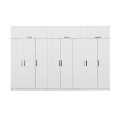 Minar Kale 8 Kapaklı 4 Çekmeceli Dolap Ve Yüklük Beyaz 255CM