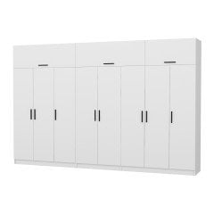 Minar Kale 8 Kapaklı 4 Çekmeceli Dolap Ve Yüklük Beyaz 255CM