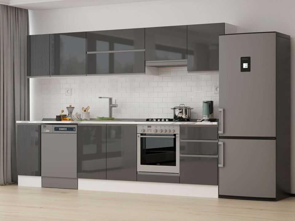 Alvinka 300x210 Cm High Gloss Mutfak Dolabı M-E90S40S50-1