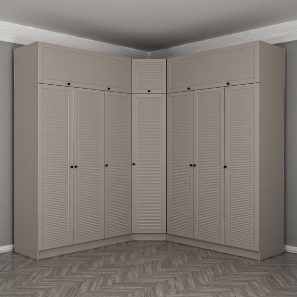 Kale 7 Kapaklı 4 Çekmeceli Köşe Dolap + Yüklük Kumtaşı Mebran Panjur