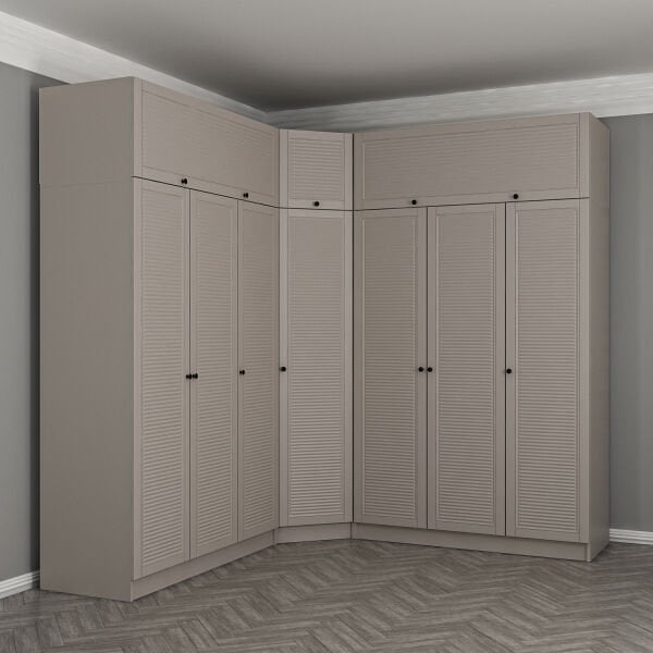 Kale 7 Kapaklı 4 Çekmeceli Köşe Dolap + Yüklük Kumtaşı Mebran Panjur