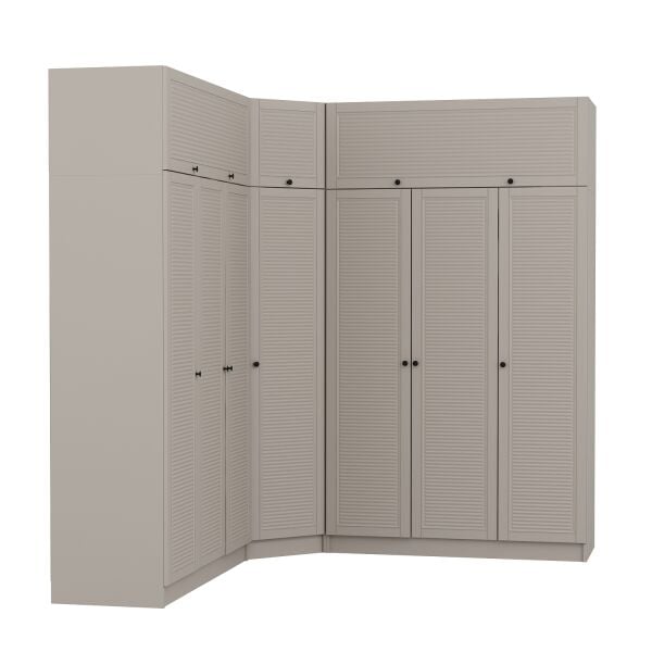 Kale 7 Kapaklı 4 Çekmeceli Köşe Dolap + Yüklük Kumtaşı Mebran Panjur