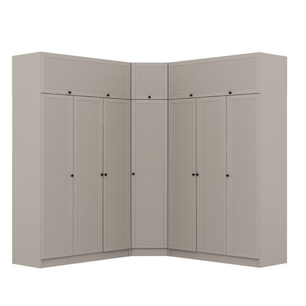 Kale 7 Kapaklı 4 Çekmeceli Köşe Dolap + Yüklük Kumtaşı Mebran Panjur