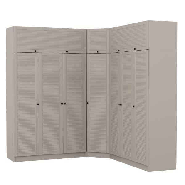 Kale 7 Kapaklı 4 Çekmeceli Köşe Dolap + Yüklük Kumtaşı Mebran Panjur