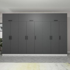 Minar Kale 8 Kapaklı 4 Çekmeceli Dolap Ve Yüklük Beyaz Antrasit