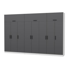 Minar Kale 8 Kapaklı 4 Çekmeceli Dolap Ve Yüklük Beyaz Antrasit