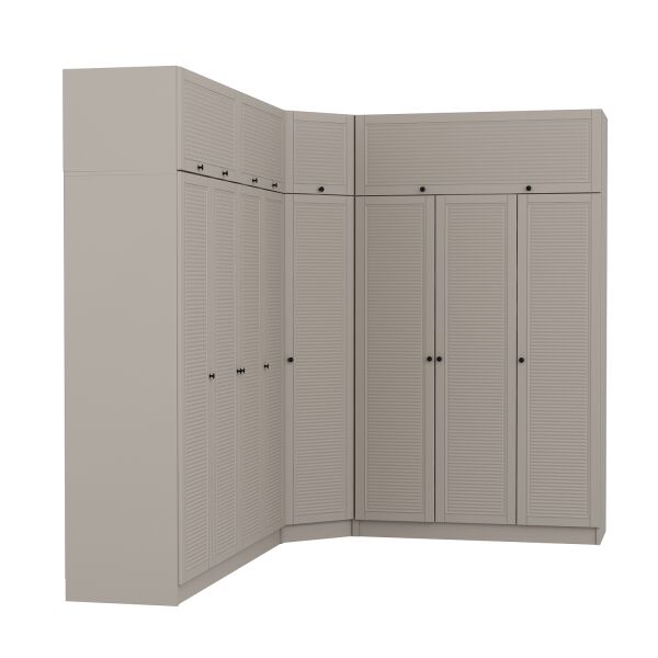 Kale 8 Kapaklı 4 Çekmeceli Köşe Dolap + Yüklük Kumtaşı Mebran Panjur