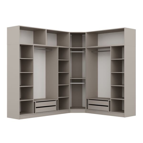 Kale 8 Kapaklı 4 Çekmeceli Köşe Dolap + Yüklük Kumtaşı Mebran Panjur