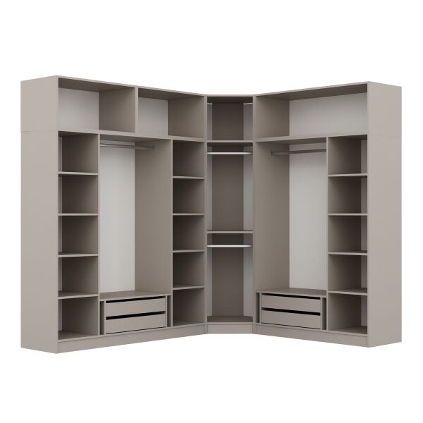 Kale 8 Kapaklı 4 Çekmeceli Köşe Dolap + Yüklük Kumtaşı Mebran Panjur