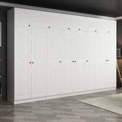 Minar Kale 8 Mebran Kapaklı 2 İç Çekmeceli Dolap Ve Yüklük Beyaz