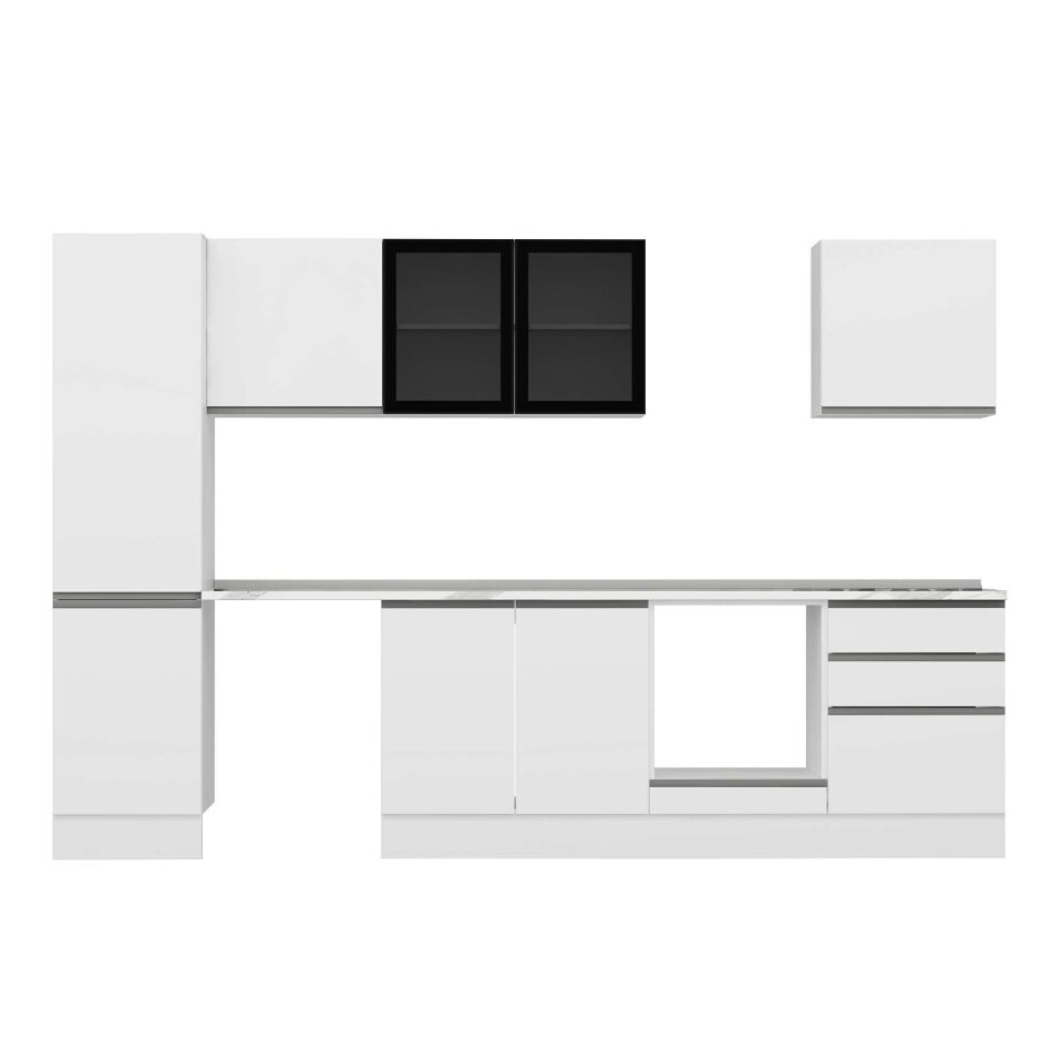 Alvinka 320X210 Cm High Gloss Mutfak Dolabı M-E90S50S60-3 High Gloss | Beyaz - Suntalam