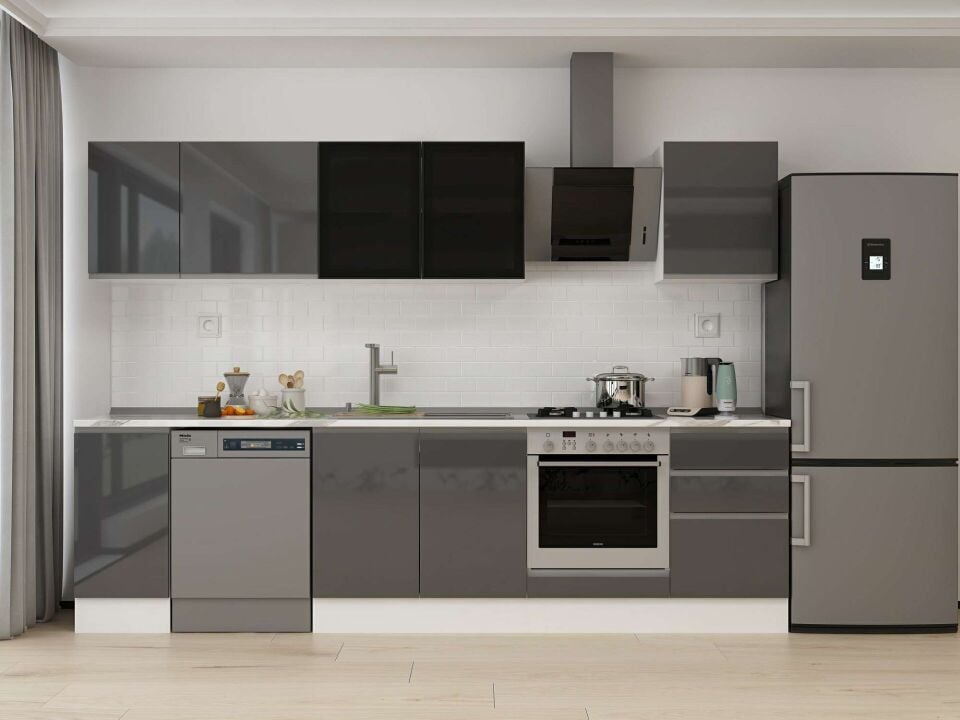 Alvinka 300X210 Cm High Gloss Mutfak Dolabı M-E90S40S50-3