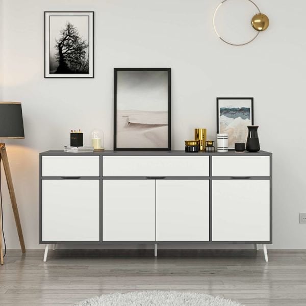 Elina Ayaklı Konsol - Antrasit/Beyaz