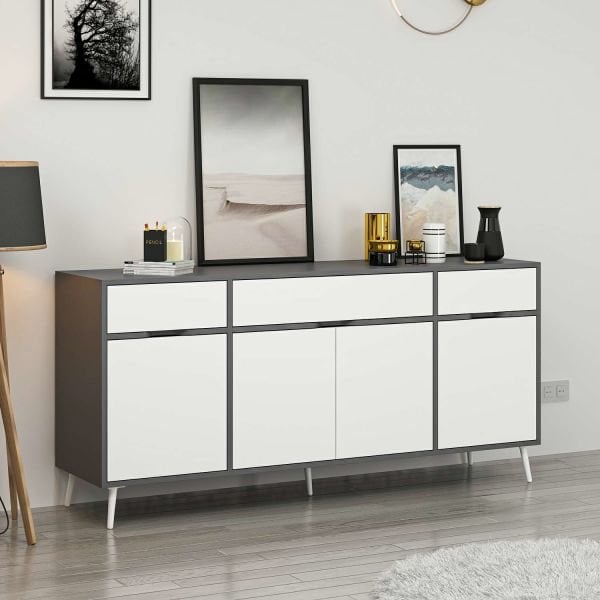 Elina Ayaklı Konsol - Antrasit/Beyaz