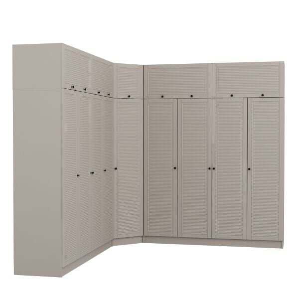 Kale 9 Kapaklı 4 Çekmeceli Köşe Dolap + Yüklük Kumtaşı Mebran Panjur