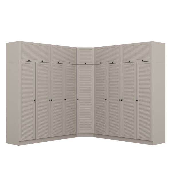 Kale 9 Kapaklı 4 Çekmeceli Köşe Dolap + Yüklük Kumtaşı Mebran Panjur