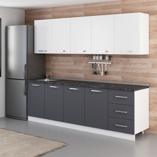 Minar 250 Cm Mutfak Dolabı Beyaz Antrasit 250-A2