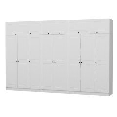 Minar Kale 8 Mebran Kapaklı 4 İç Çekmeceli Dolap Ve Yüklük Beyaz 255CM