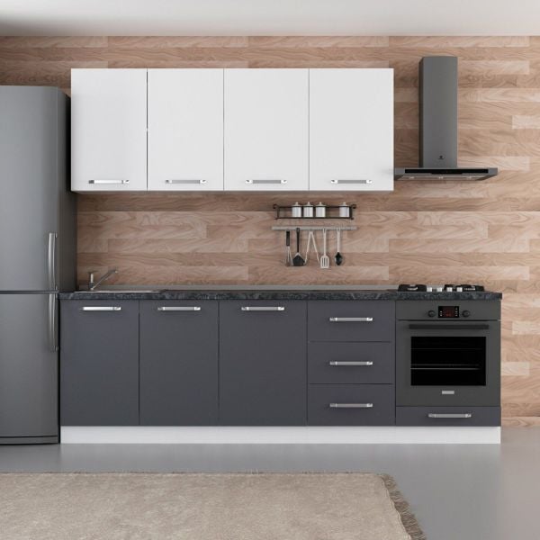 Minar 250 Cm Mutfak Dolabı Beyaz Antrasit 250-A3