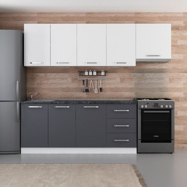 Minar 250 Cm Mutfak Dolabı Beyaz Antrasit 250-A4