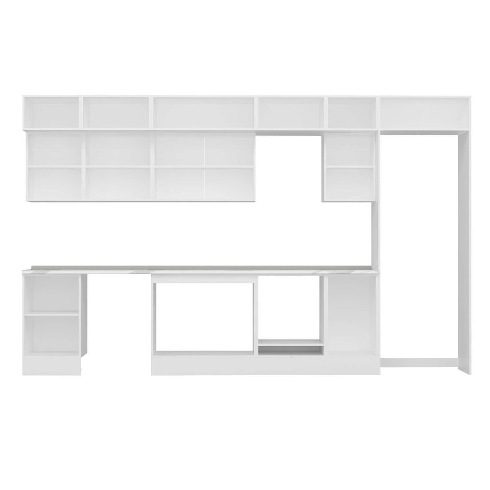 Alvinka 375X240 Cm Klasik Mebran Mutfak Dolabı Mb-E80S50S45-3 Mebran | Kumtaşı - Mdf