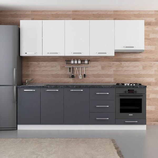 Minar 250 Cm Mutfak Dolabı Beyaz Antrasit 250-A5