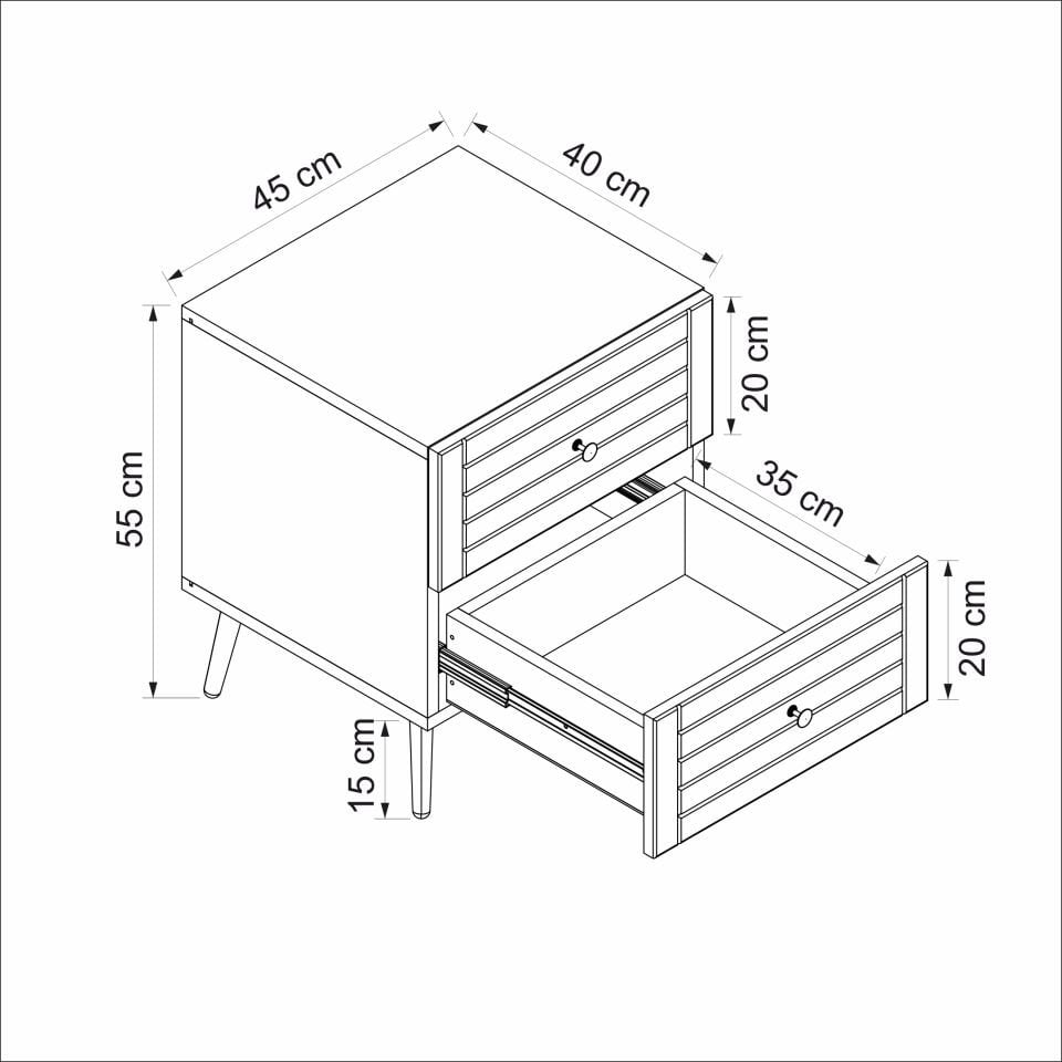 Bona Country 2 Çekmeceli Mebran Komodin