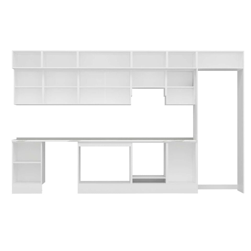 Alvinka 380X240 Cm Klasik Mebran Mutfak Dolabı Mb-E80S50S50-1 Mebran | Antrasit - Suntalam