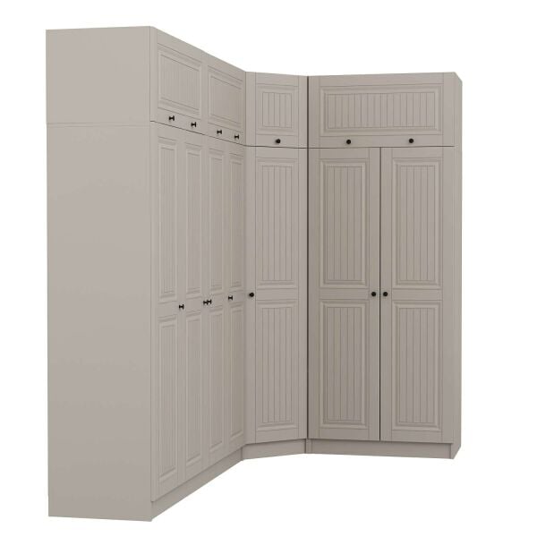 Kale 7 Kapaklı 2 Çekmeceli Köşe Dolap + Yüklük Kumtaşı Mebran İlkbahar