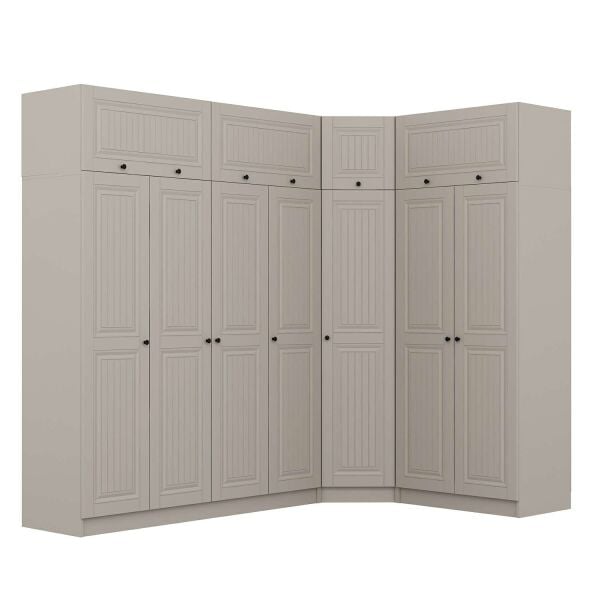 Kale 7 Kapaklı 2 Çekmeceli Köşe Dolap + Yüklük Kumtaşı Mebran İlkbahar