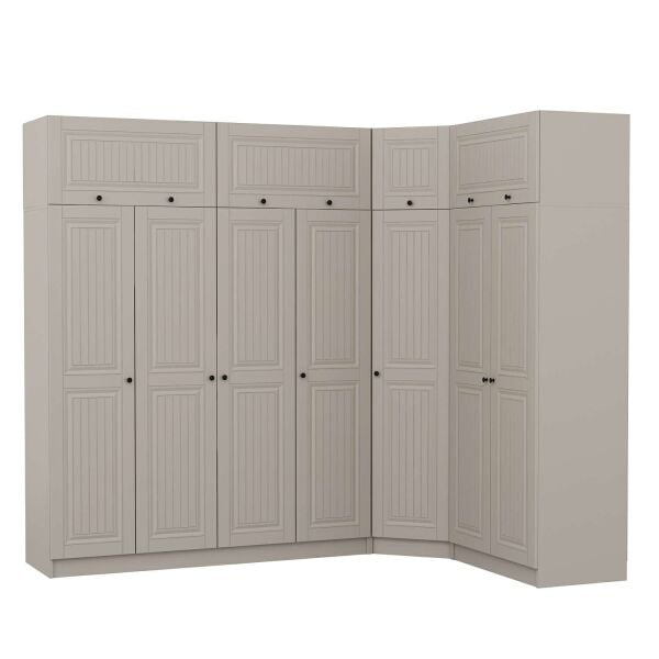 Kale 7 Kapaklı 2 Çekmeceli Köşe Dolap + Yüklük Kumtaşı Mebran İlkbahar