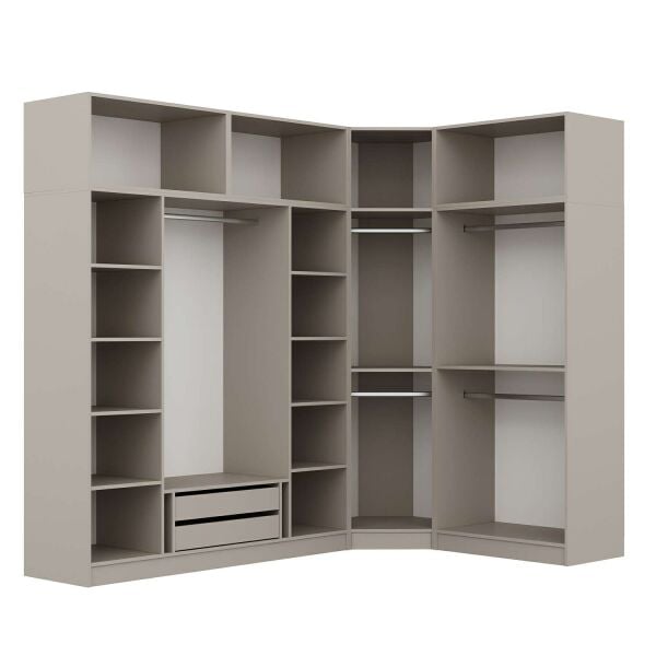 Kale 7 Kapaklı 2 Çekmeceli Köşe Dolap + Yüklük Kumtaşı Mebran İlkbahar