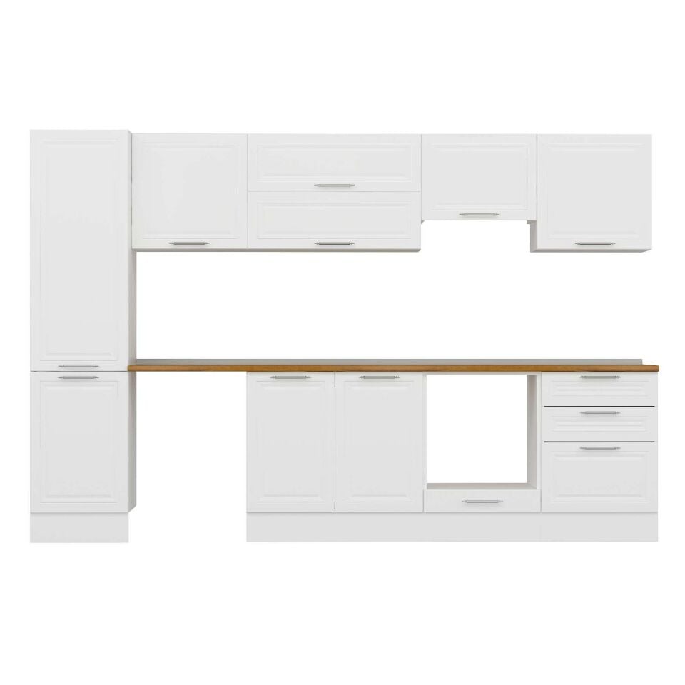 Alvinka 310X210 Cm Klasik Mebran Mutfak Dolabı Mb-E80B50S60-1 Mebran | Beyaz - Suntalam