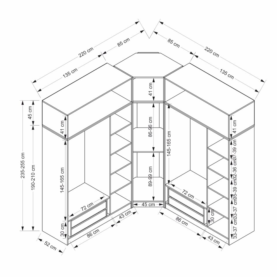 Kale 7 Kapaklı 4 Çekmeceli Köşe Dolap + Yüklük Kumtaşı Mebran İlkbahar