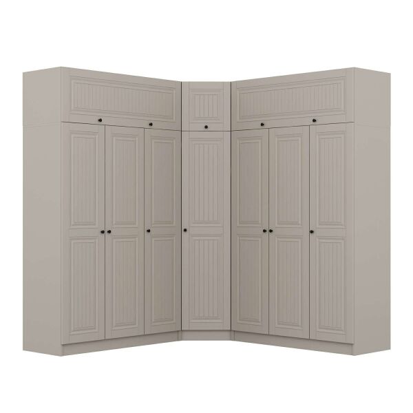 Kale 7 Kapaklı 4 Çekmeceli Köşe Dolap + Yüklük Kumtaşı Mebran İlkbahar