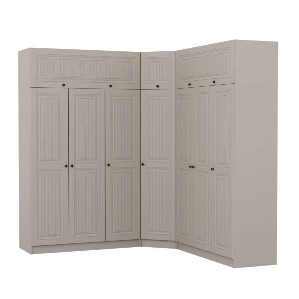 Kale 7 Kapaklı 4 Çekmeceli Köşe Dolap + Yüklük Kumtaşı Mebran İlkbahar