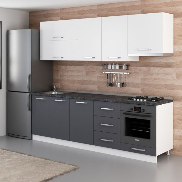 Minar 250 Cm Mutfak Dolabı Beyaz Antrasit 250-A8