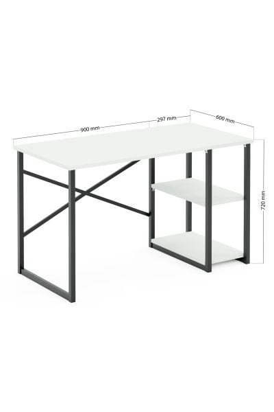 Ceramical Raflı Masa - Beyaz