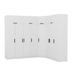 Minar Kale 8 Kapaklı 4 Ç Köşe Dolap + Yüklük Beyaz