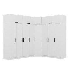 Minar Kale 8 Kapaklı 4 Ç Köşe Dolap + Yüklük Beyaz