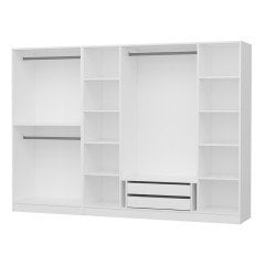 Minar Kale 6 Bölmeli 2 Çekmeceli Giyinme Dolabı Beyaz