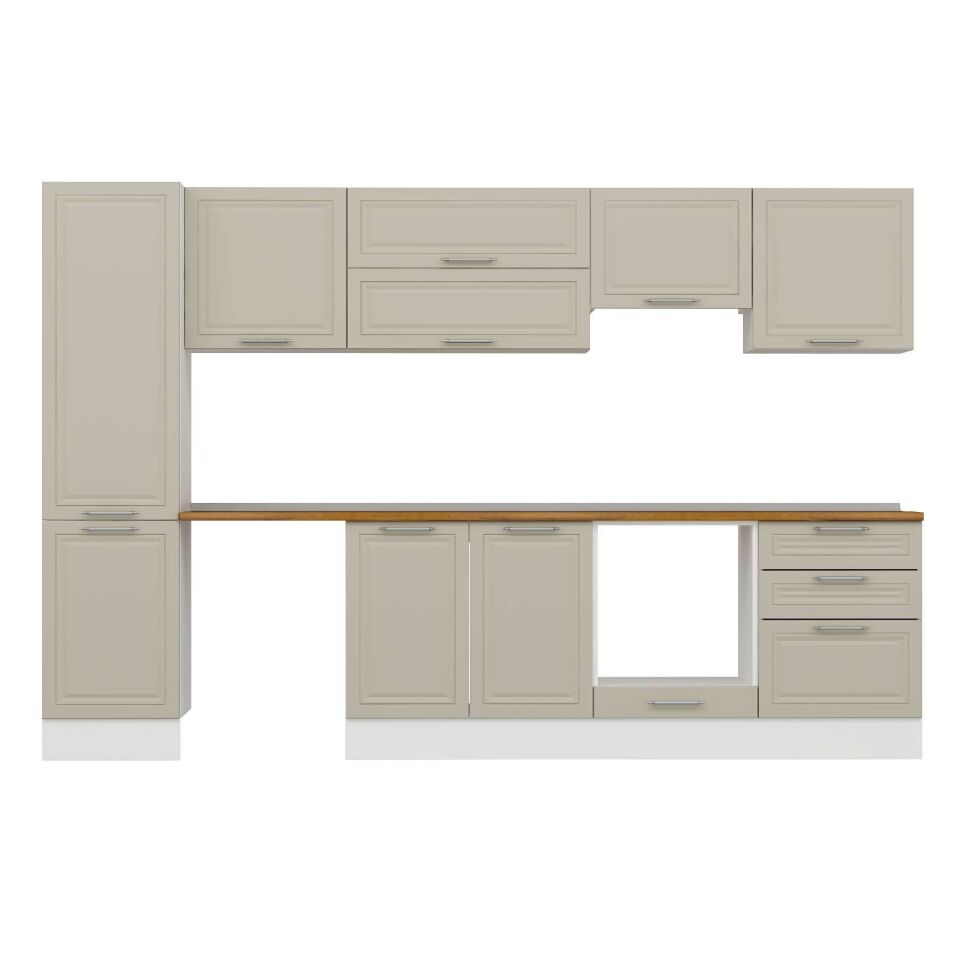 Alvinka 310X210 Cm Klasik Mebran Mutfak Dolabı Mb-E80B50S60-1 Mebran | Kumtaşı - Suntalam